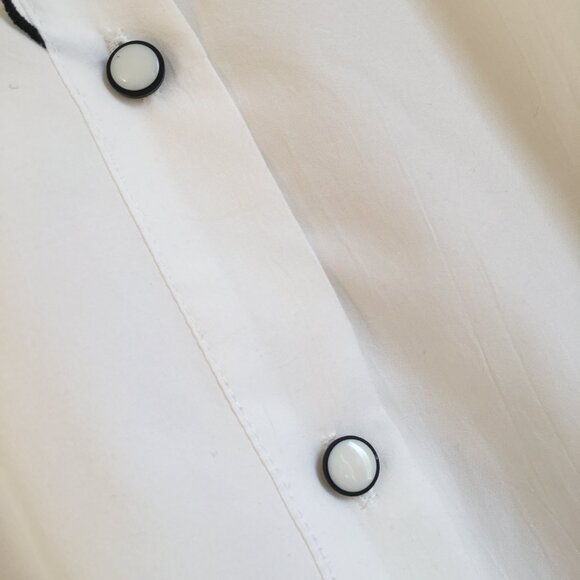 Vintage Bibbed Collar White Button Down Performance Choir Blouse - Picture 6 of 16